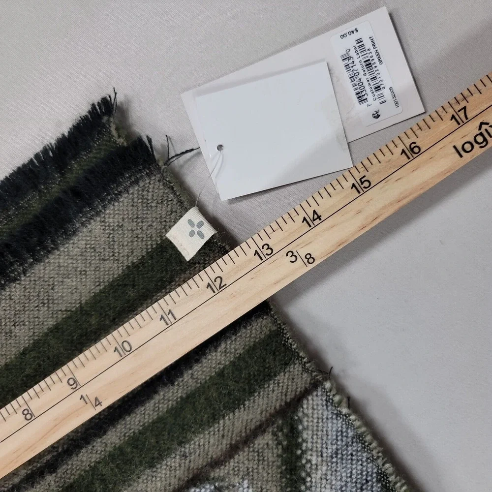 Sun + Stone Woven Patterned Scarf Mens One‎ Size Green Stripe $40 NEW